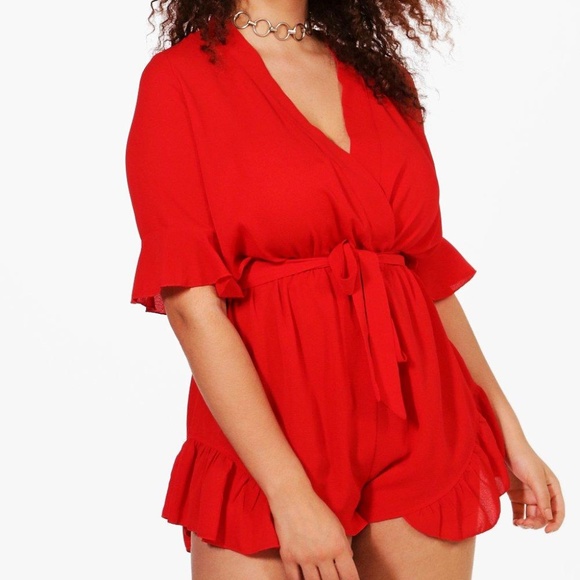 boohoo plus playsuit